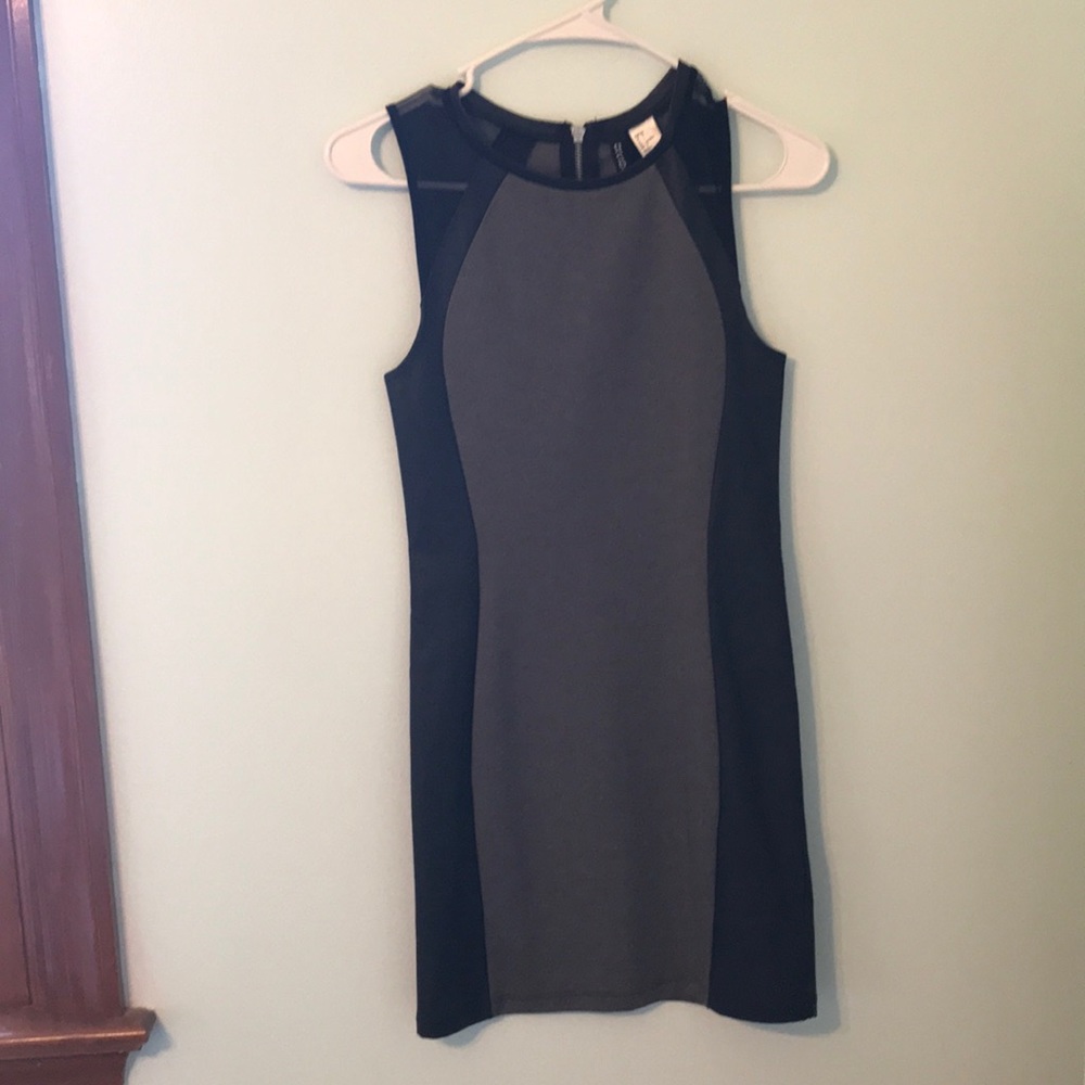 Mini dress with mesh neckline